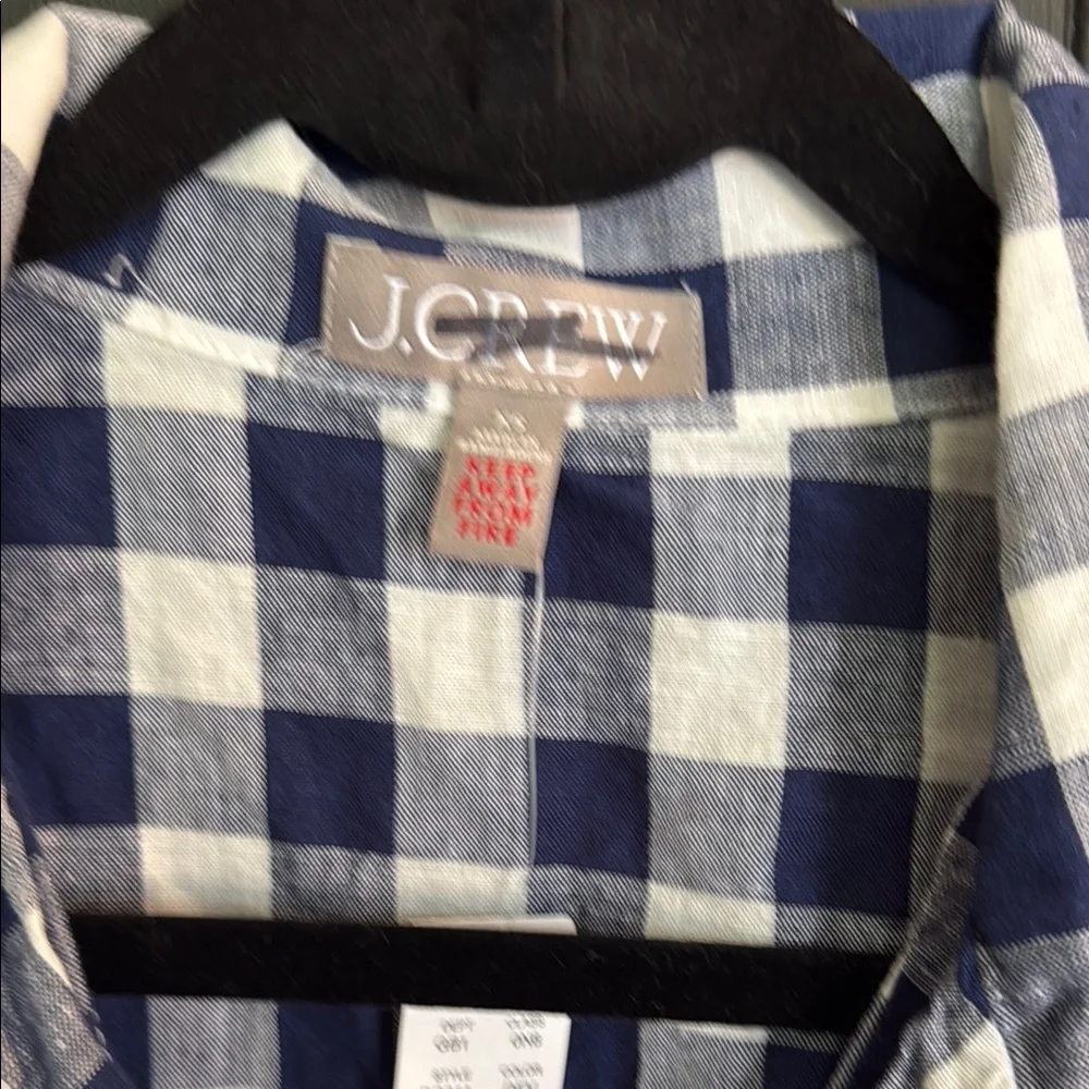 J. Crew Navy and White Plaid Pajama Shirt